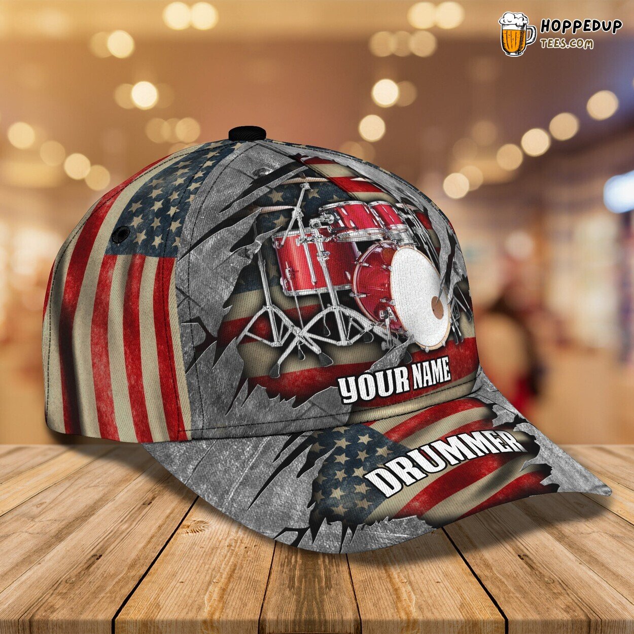 America Flag Drummer 3D Classic Cap Personalized Name Elegant Design