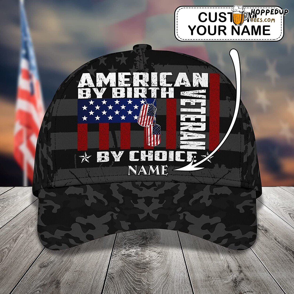 American By Birth Veteran by Choice 3D Cap Personalized Gift Design