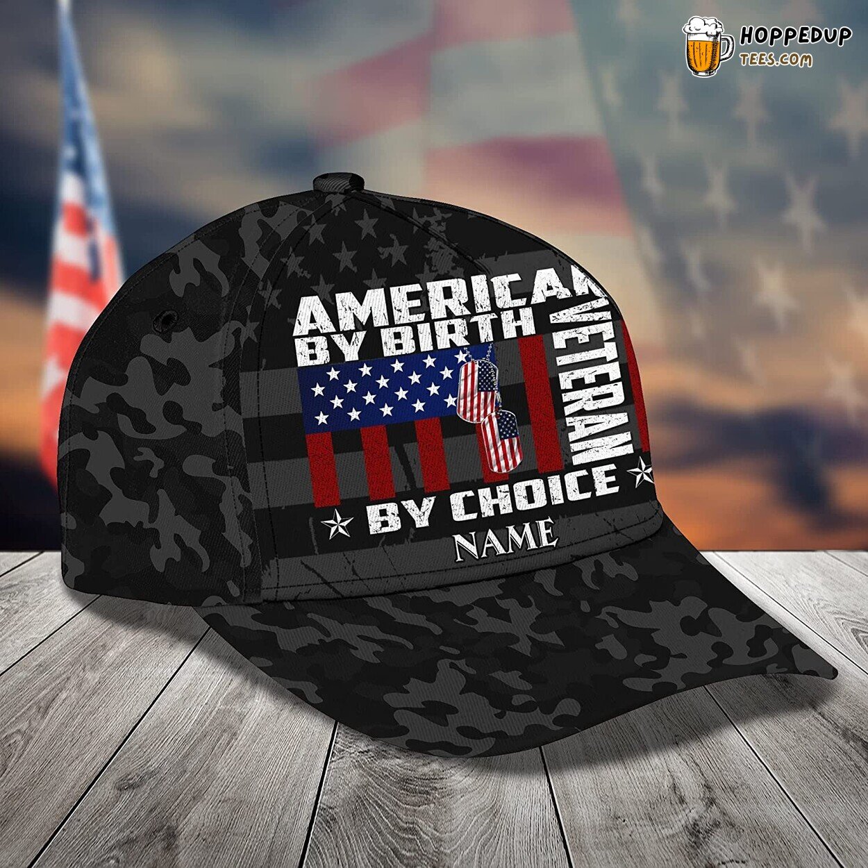American By Birth Veteran by Choice 3D Cap Personalized Gift Design