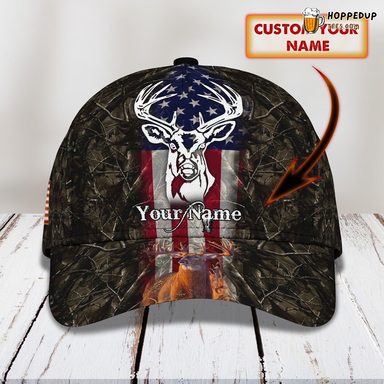 American Deer Hunting Exclusive 3D Classic Cap Personalized Name Premium Design