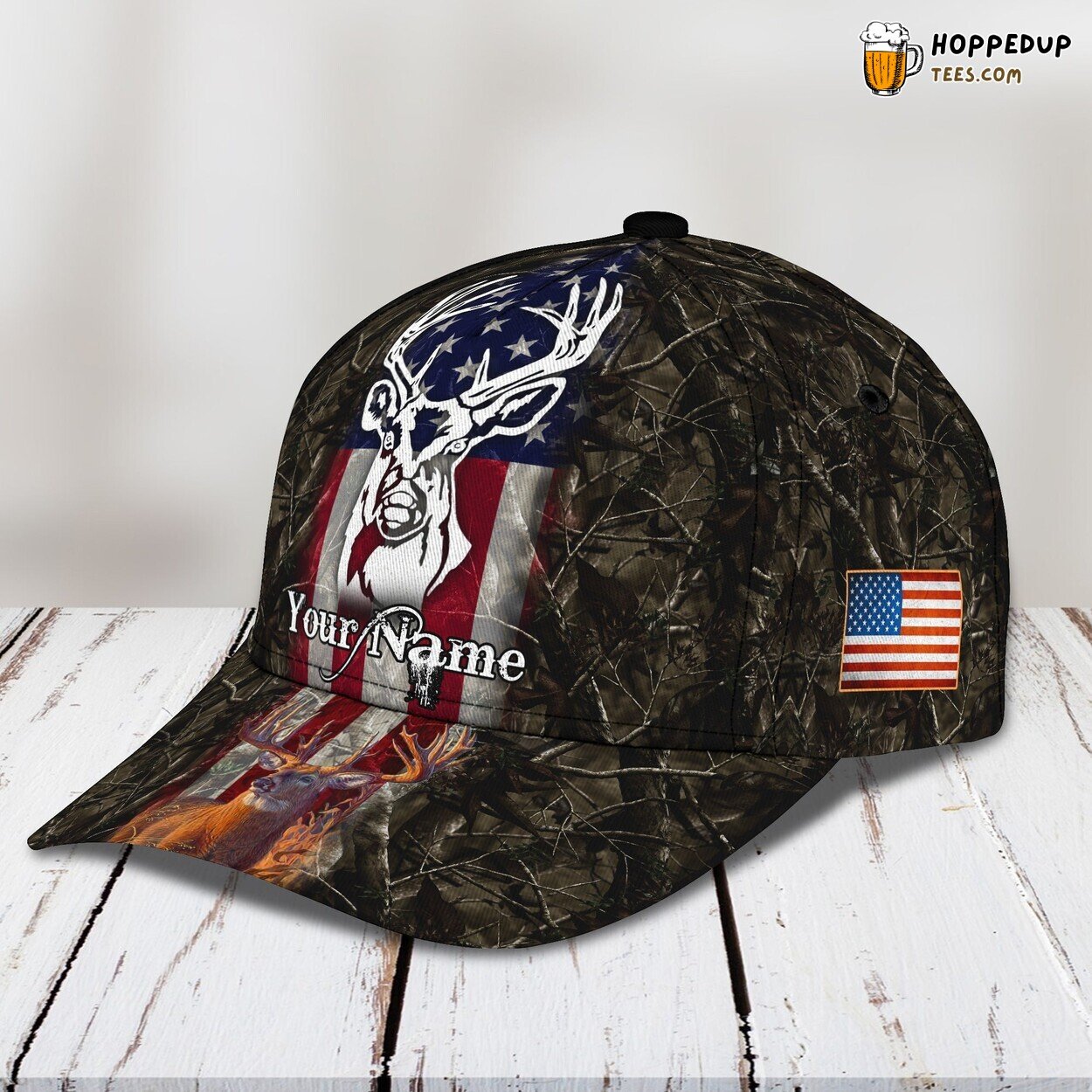 American Deer Hunting Exclusive 3D Classic Cap Personalized Name Premium Design American Deer Hunting Exclusive 3D Classic Cap Personalized Name Premium Design