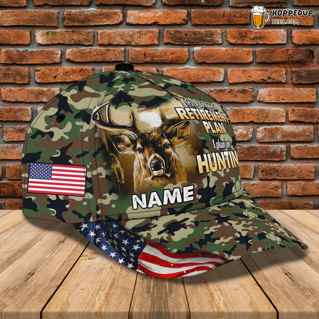 American Deer Hunting Theme 3D Classic Cap Personalized Name Elegant Style American Deer Hunting Theme 3D Classic Cap Personalized Name Elegant Style