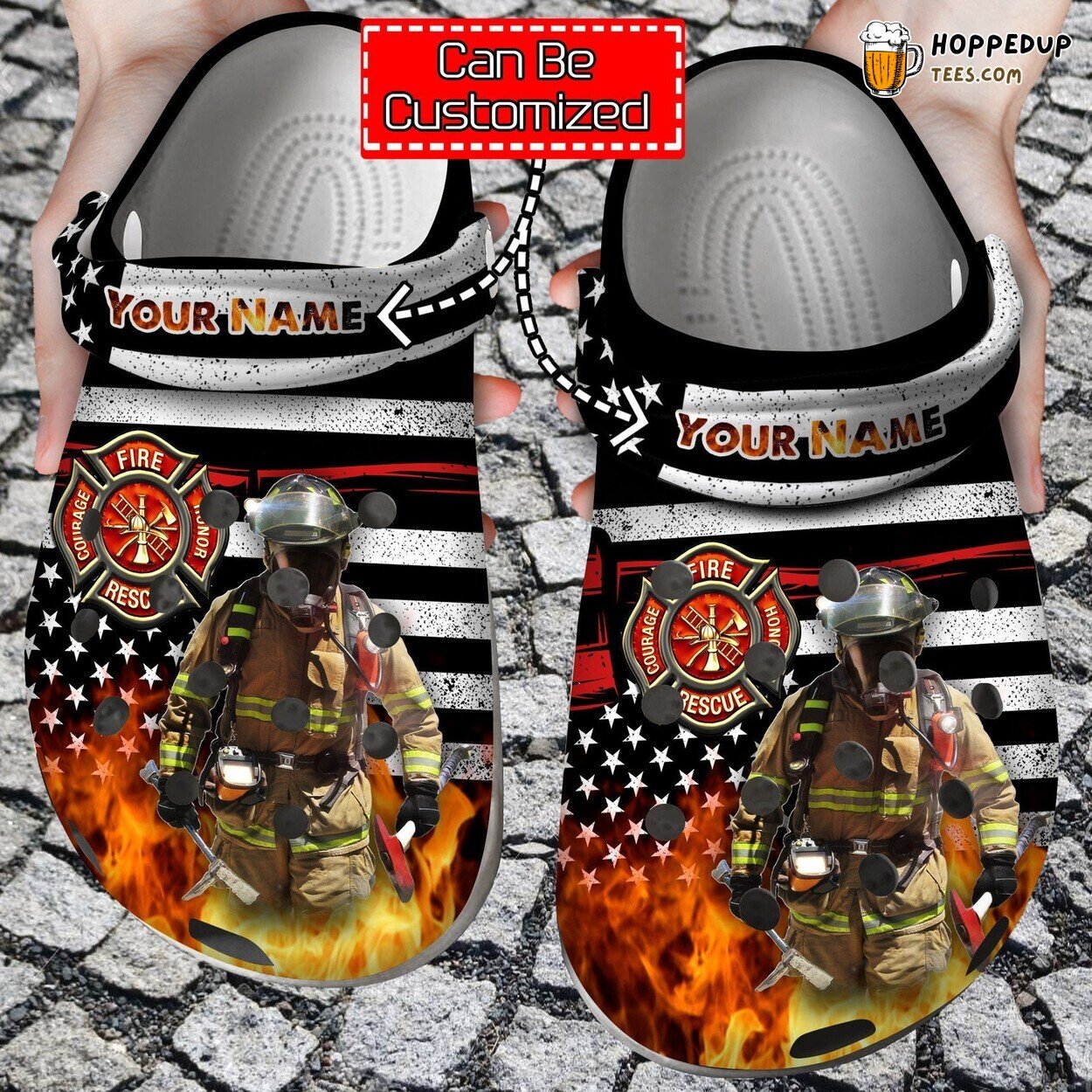 American Firefighter Fire Rescue Custom Design Comfortable Clogs Shoes