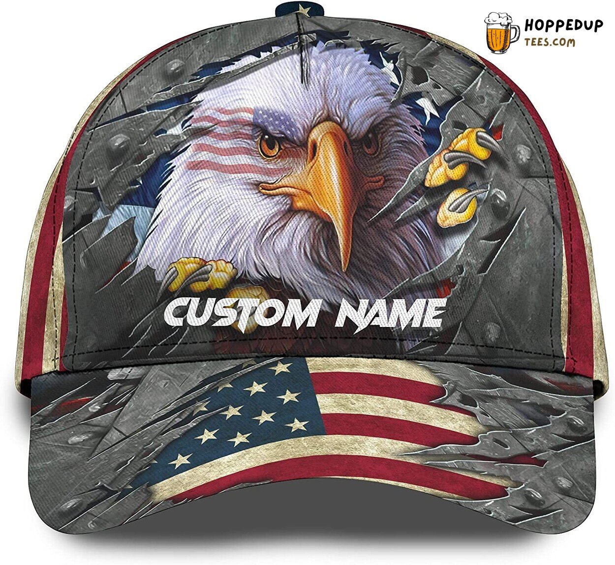American Flag Bald Eagle 3D Cap Personalized Patriotic Design