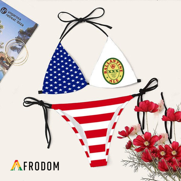 American Flag Ballantine Xxx Ale Bikini Set Swimsuit Beach HU