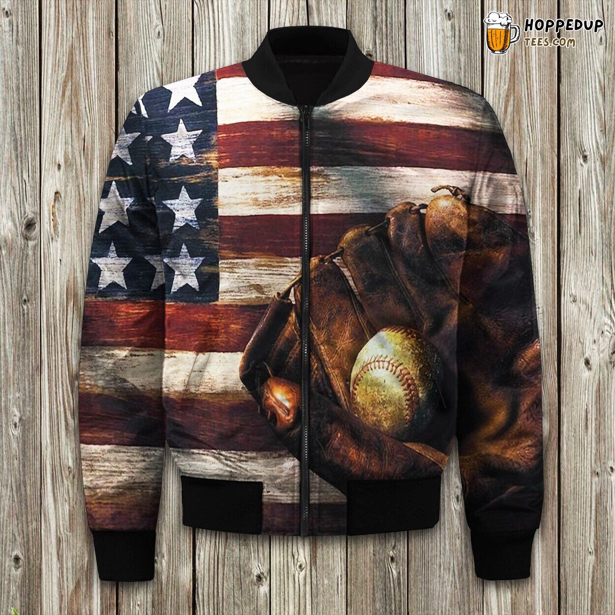 American Flag Baseball Winter Bomber Jacket Premium Design
