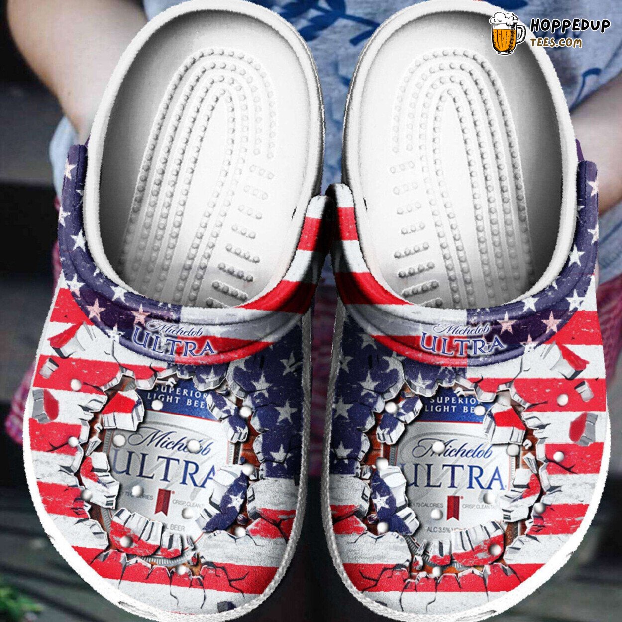 American Flag Michelob Ultra Themed Comfortable Unique Rubber Clog Shoes