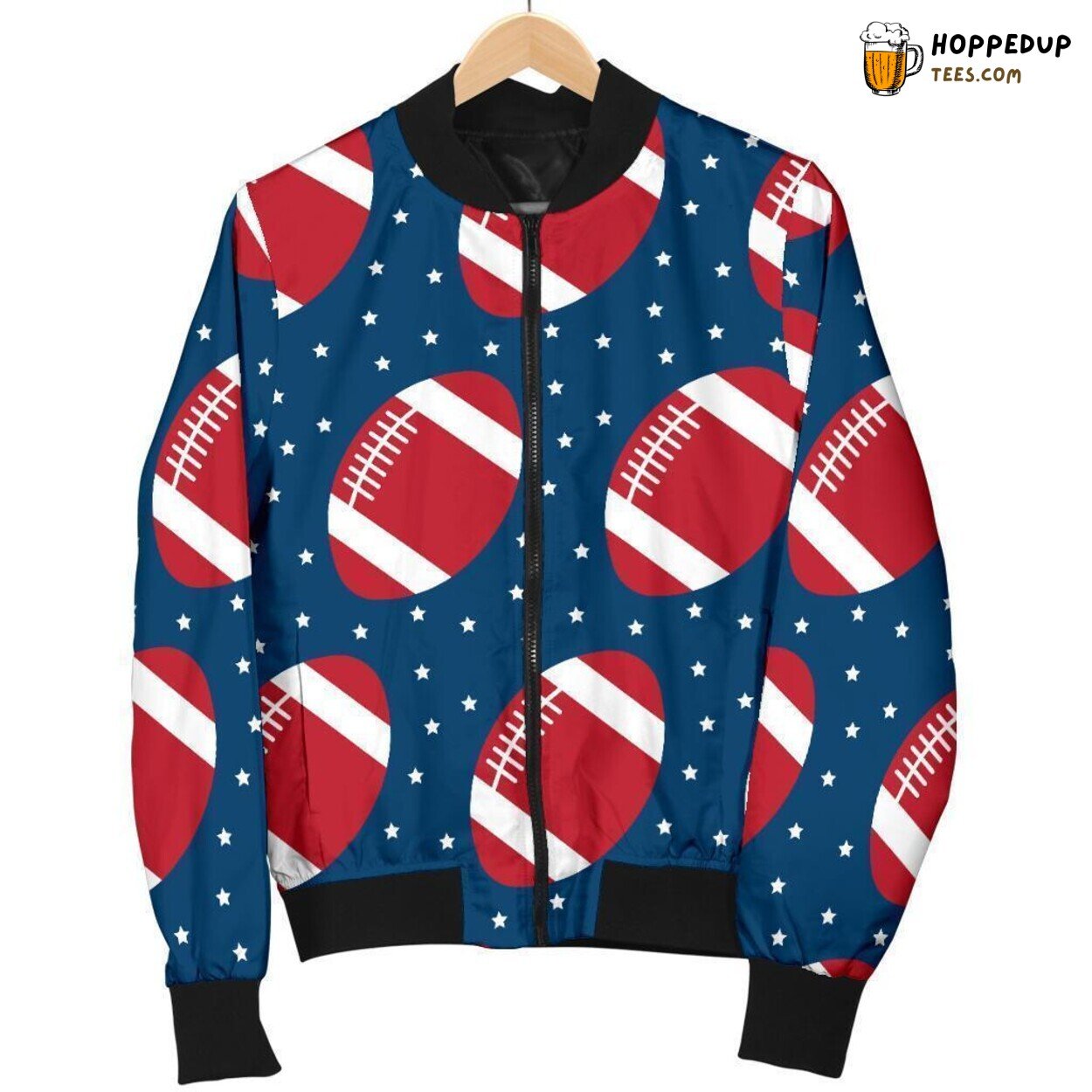American Football Rugby Ball Print Pattern Men’s Bomber Jacket