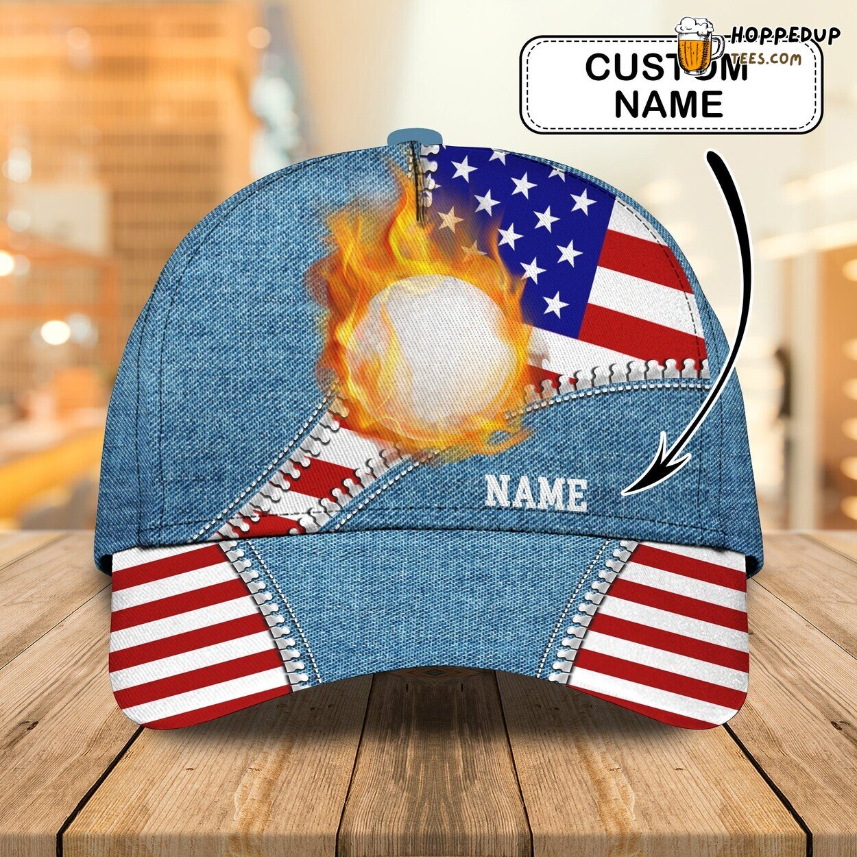 American Golfer Theme 3D Classic Cap Personalized Name Unique Design