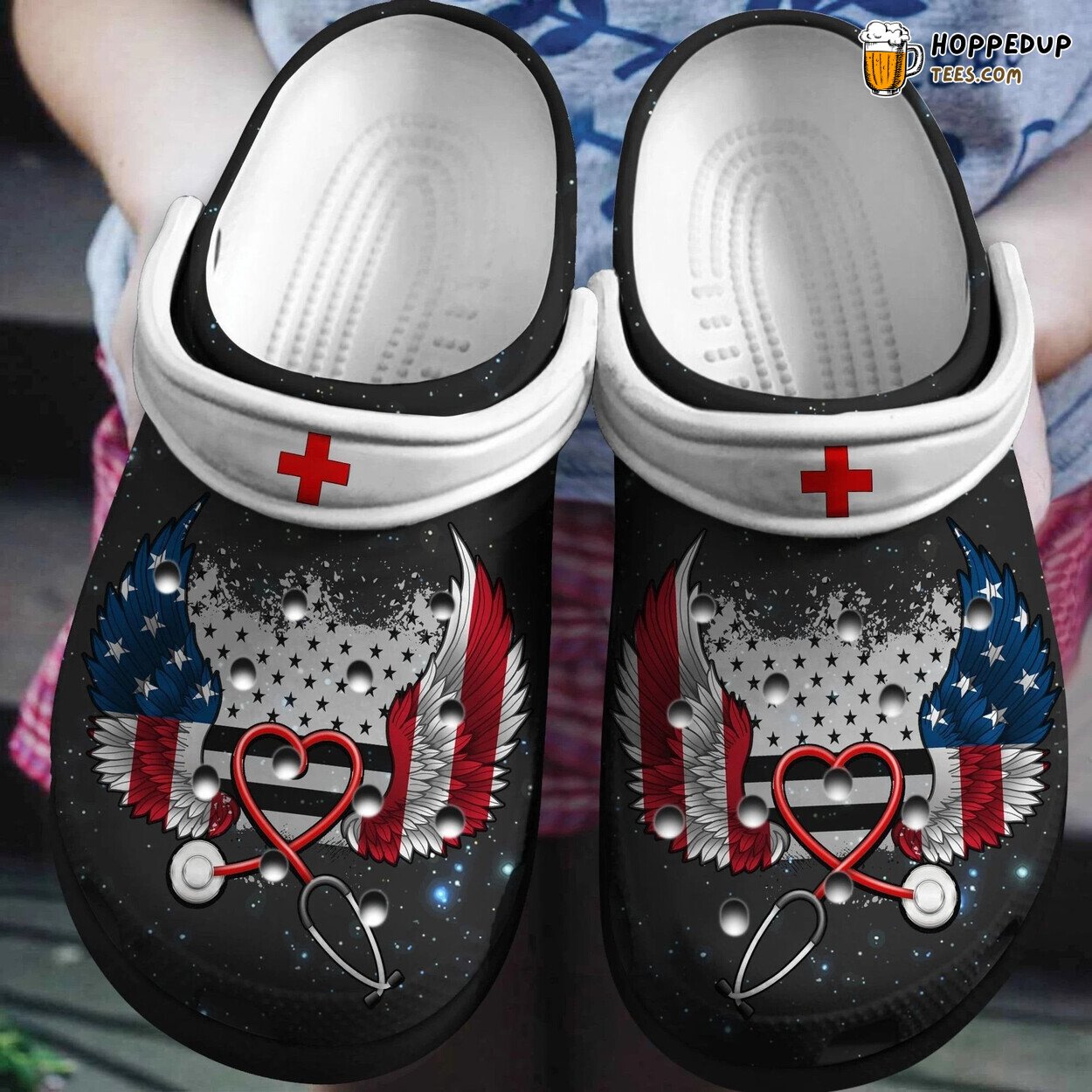 American Nurse Wings Themed Clogs Independence Day Gift Unisex Design