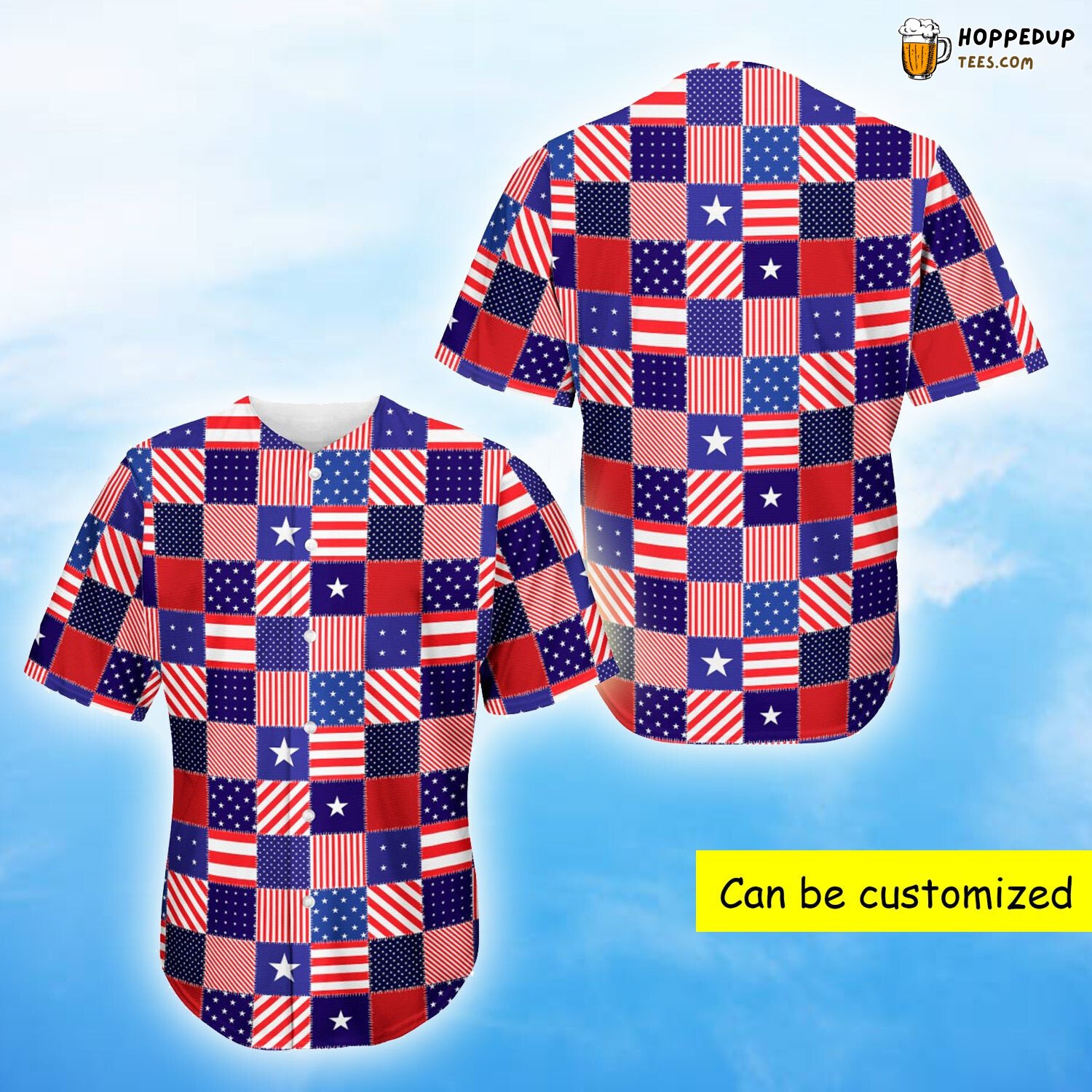 American Patriotic Patchwork Baseball Tee Jersey Shirts 3D