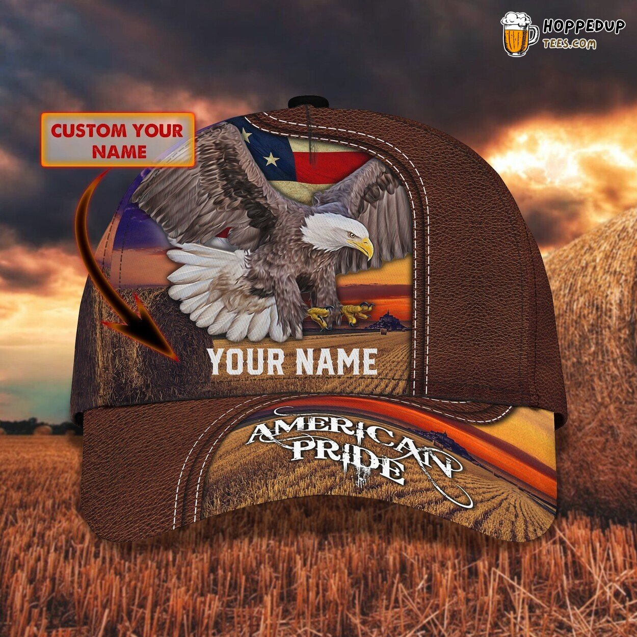 American Pride 3D Classic Cap Personalized Name Elegant Unique Premium Styling