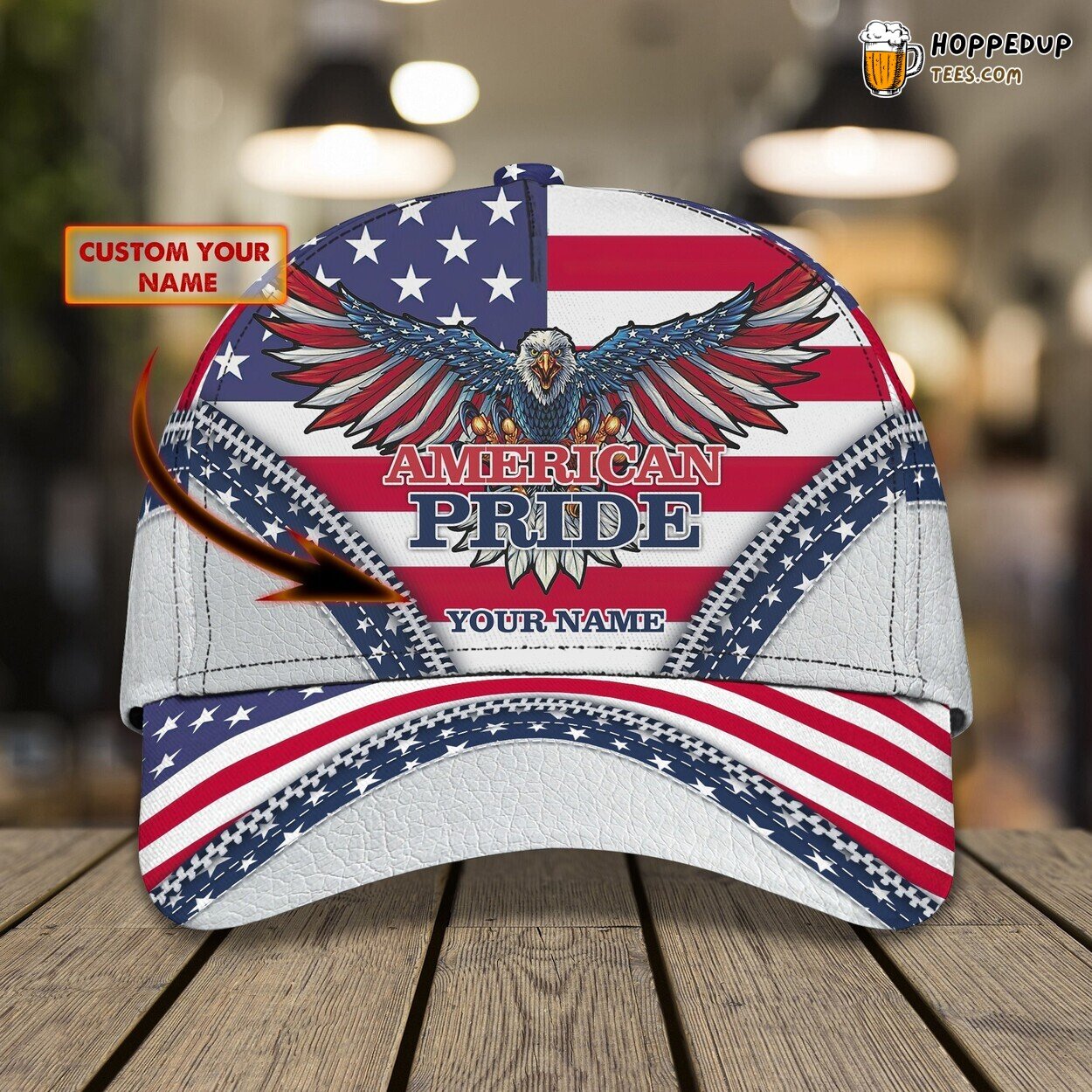 American Pride Theme 3D Classic Cap Personalized Name Premium Elegant Design