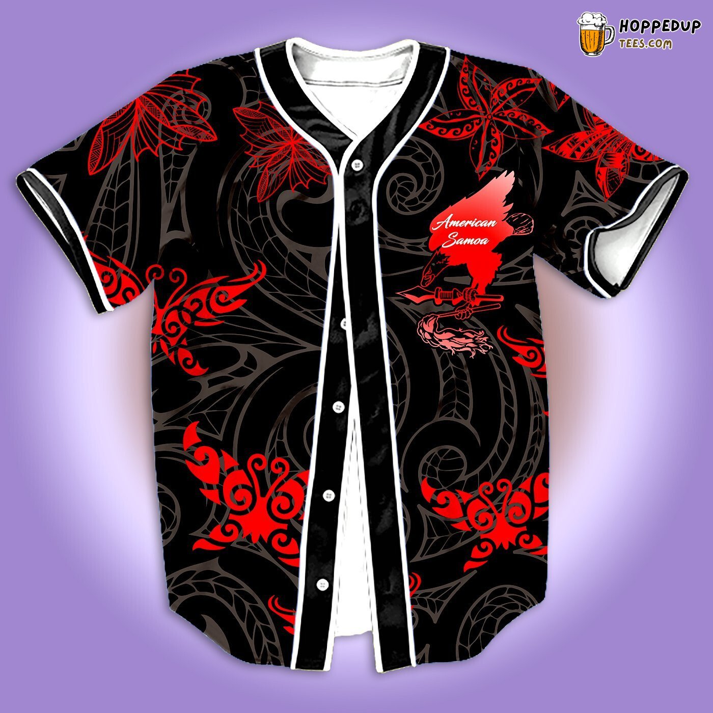 American Samoa Butterfly Baseball Tee Jersey Shirts 3D
