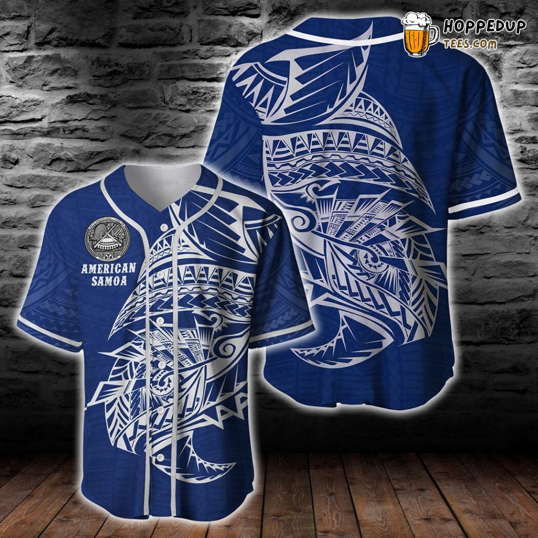 American Samoa Coat Of Arms Polynesian Tattoo Style Baseball Tee Jersey Shirts 3D