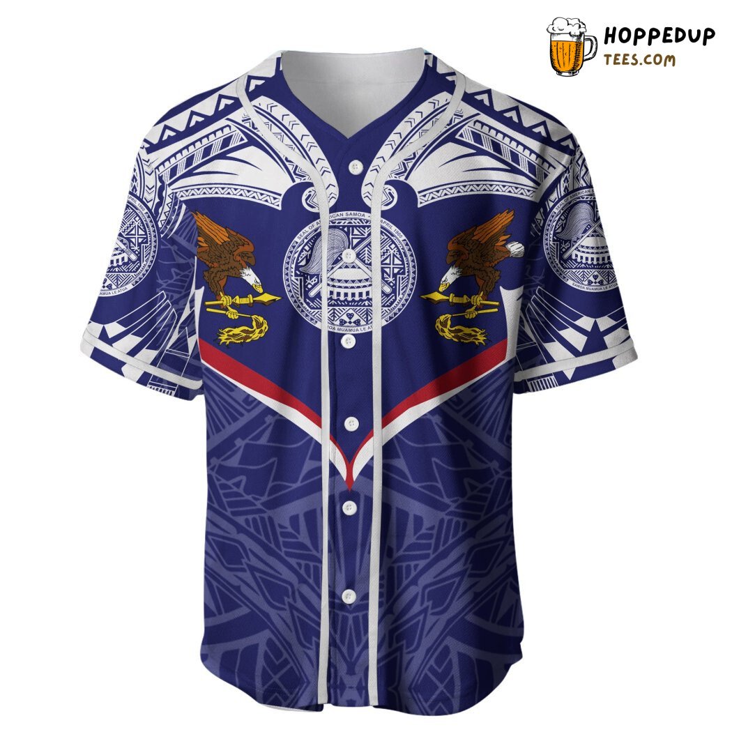 American Samoa Powerful Flag Seal Polynesian Baseball Tee Jersey Shirts 3D