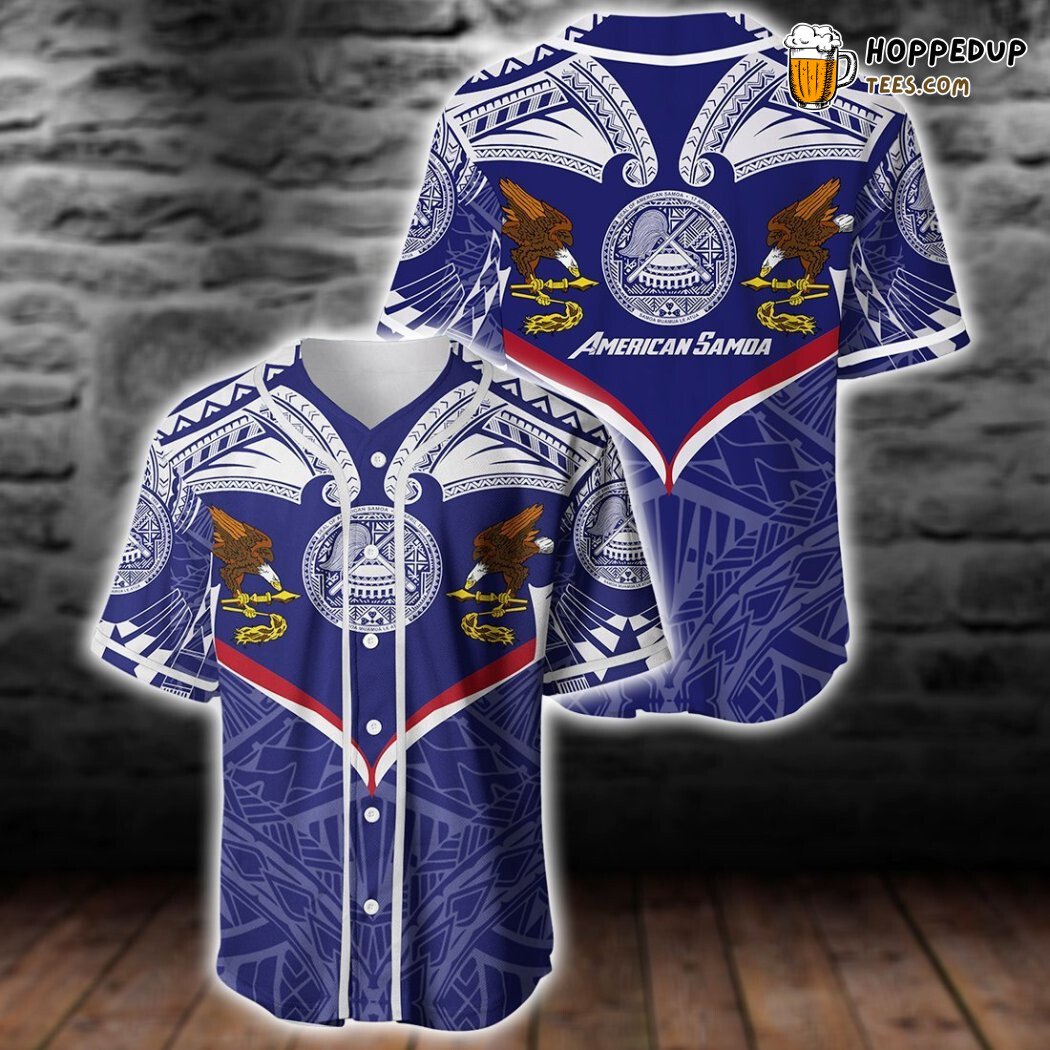 American Samoa Powerful Flag Seal Polynesian Baseball Tee Jersey Shirts 3D