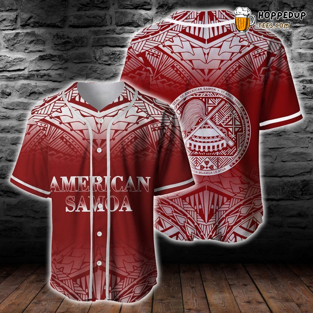 American Samoa Red Tribal 3D Printed Baseball Jersey Island Pride