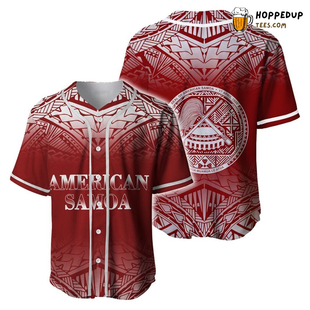 American Samoa Red Tribal 3D Printed Baseball Jersey Island Pride