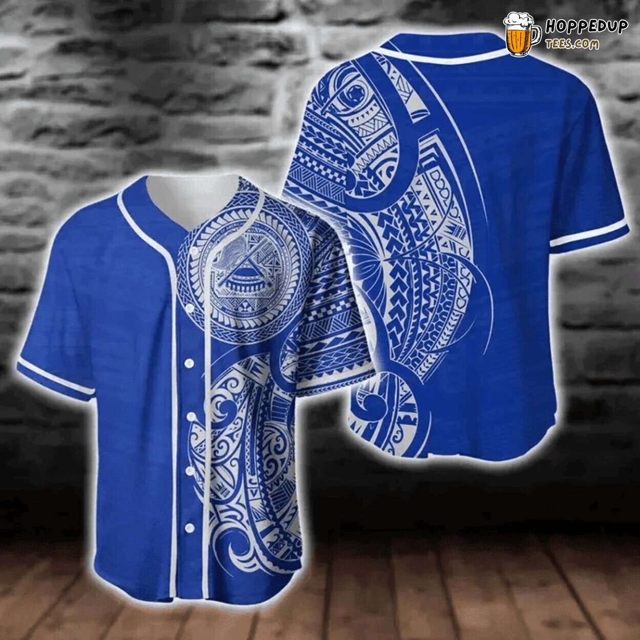 American Samoa Themed Blue Baseball Jersey Unique Distinctive Design Look