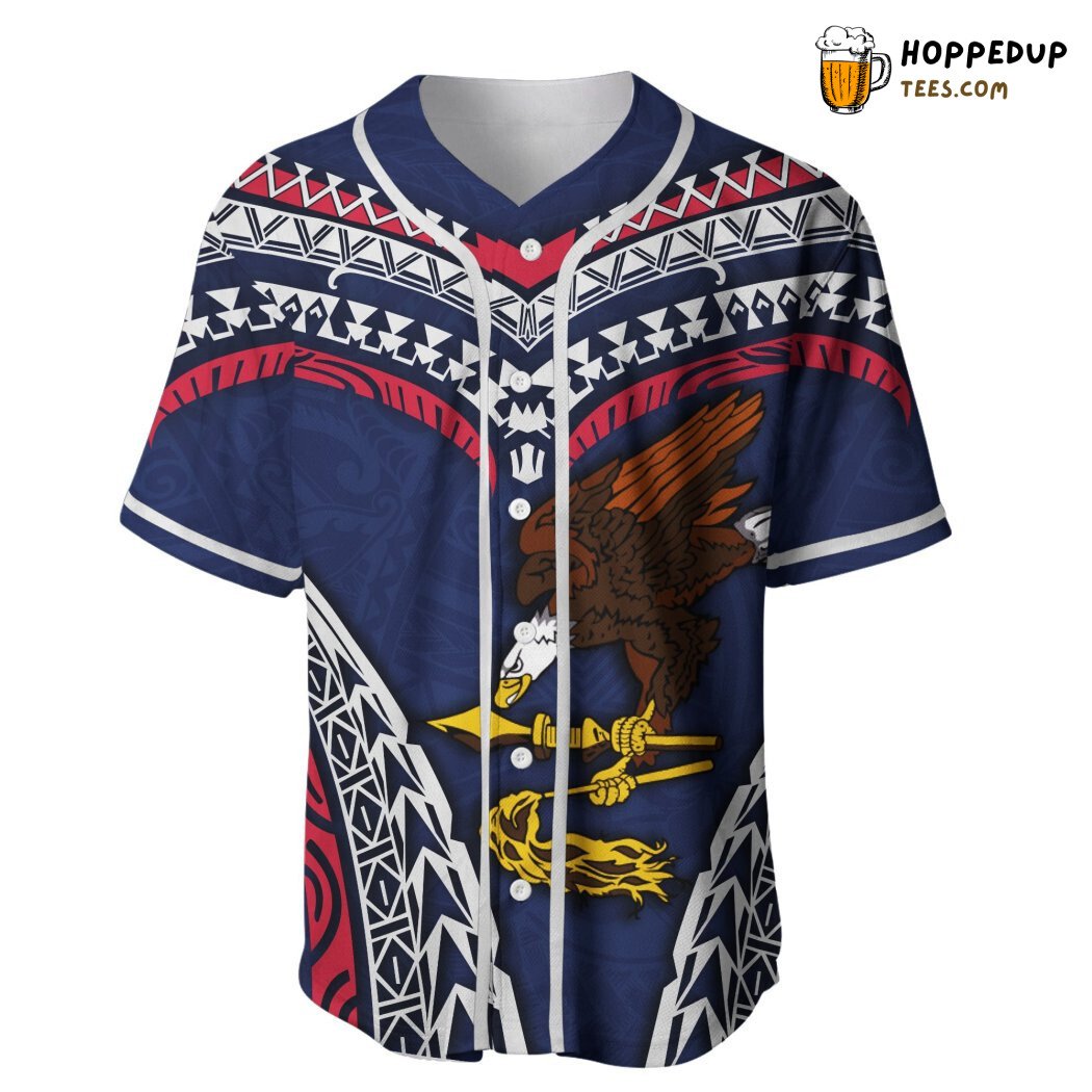 American Samoa Warrior Style Polynesian Pattern Baseball Tee Jersey Shirts 3D