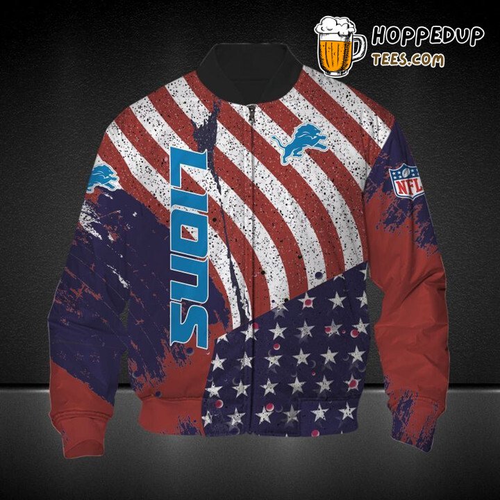 American Spirit NFL Detroit Lions Flag Detailed Bomber Jacket Fit