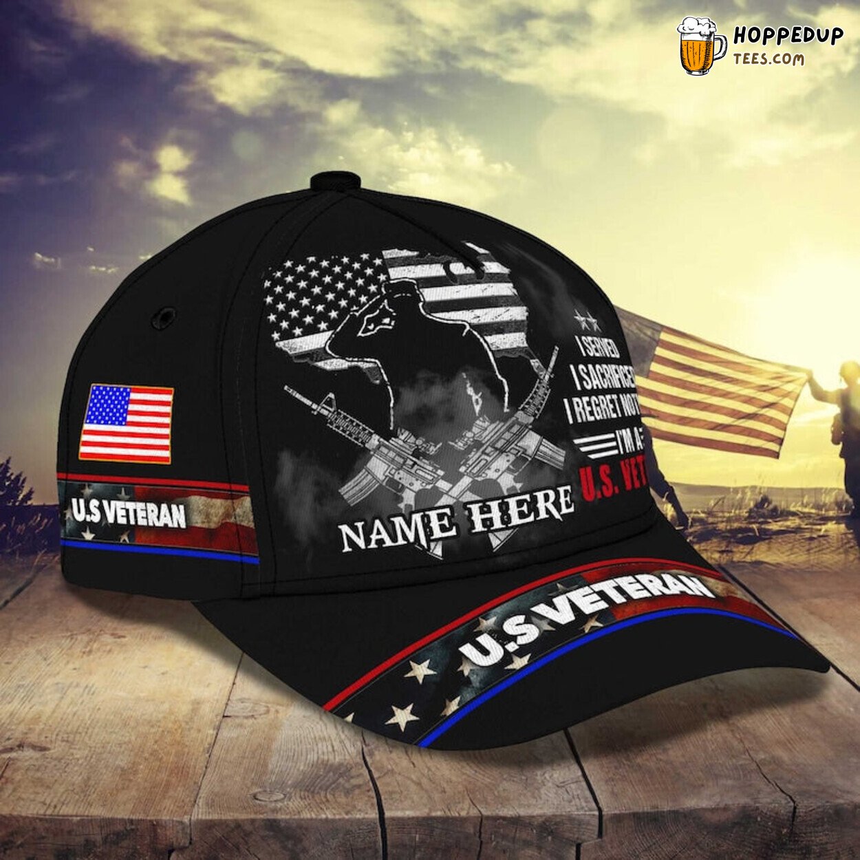 American Veteran 3D Cap Memorial Day Served Sacrificed Design