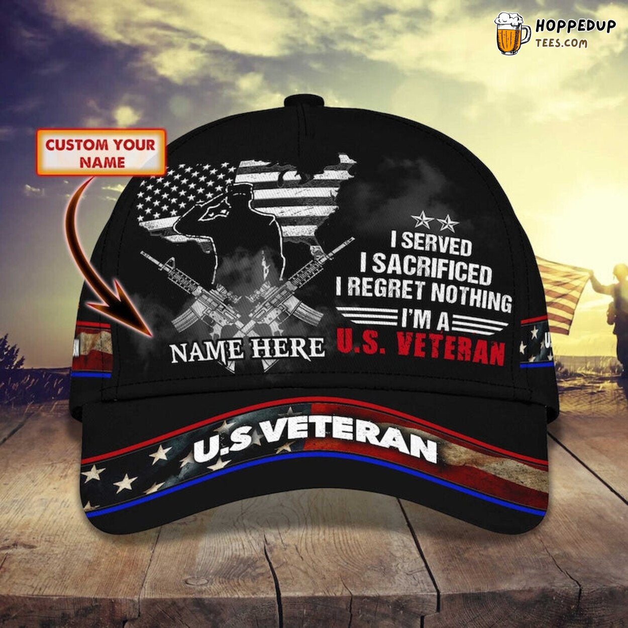 American Veteran 3D Cap Memorial Day Served Sacrificed Design