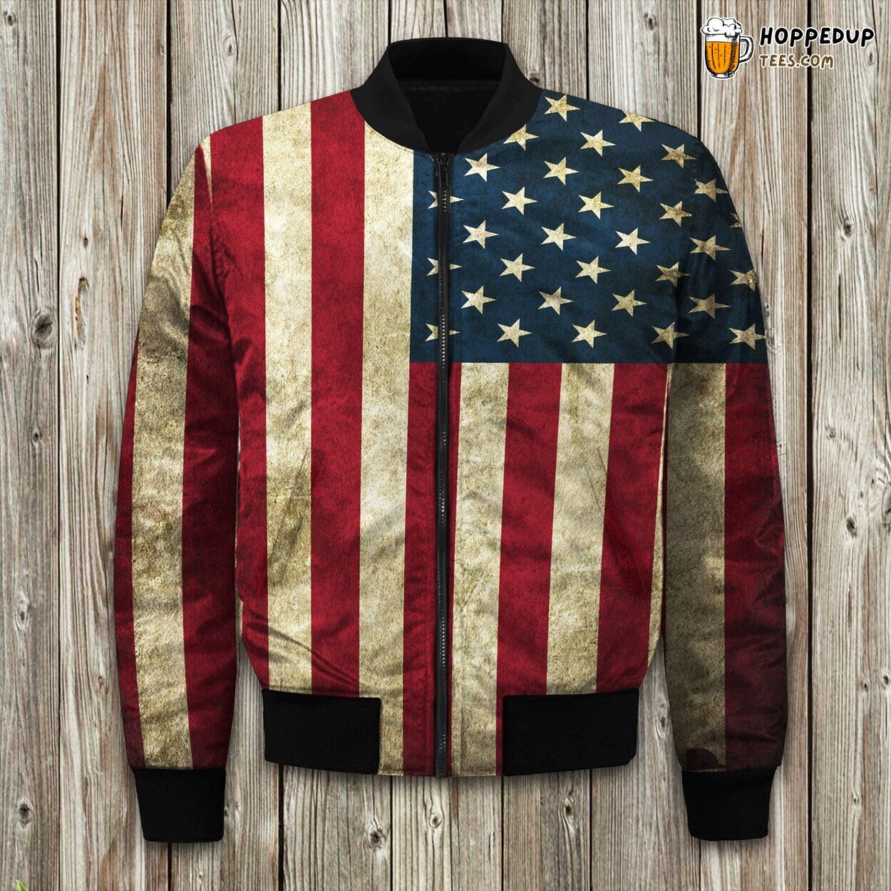 American Wood Flag Bomber Jacket
