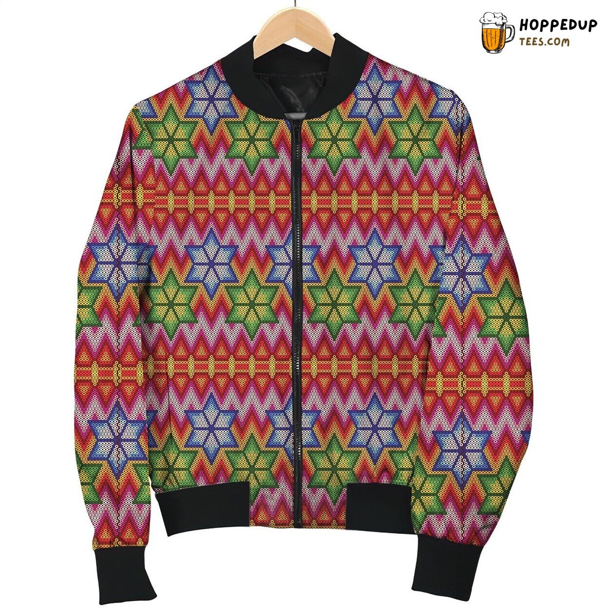 Amish Classic Patterns Tailored Winter Bomber Jacket Illustration
