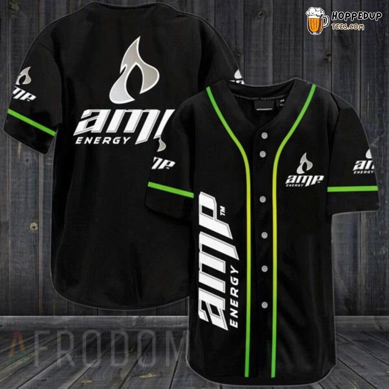 Amp Energy Drink Vintage Black Baseball Jersey Energetic Style