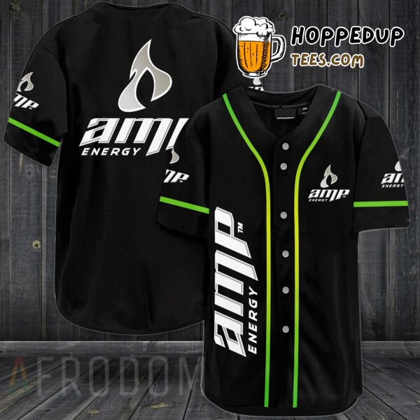 Amp Energy Drink Vintage Black Baseball Jersey Unique Distinctive Design
