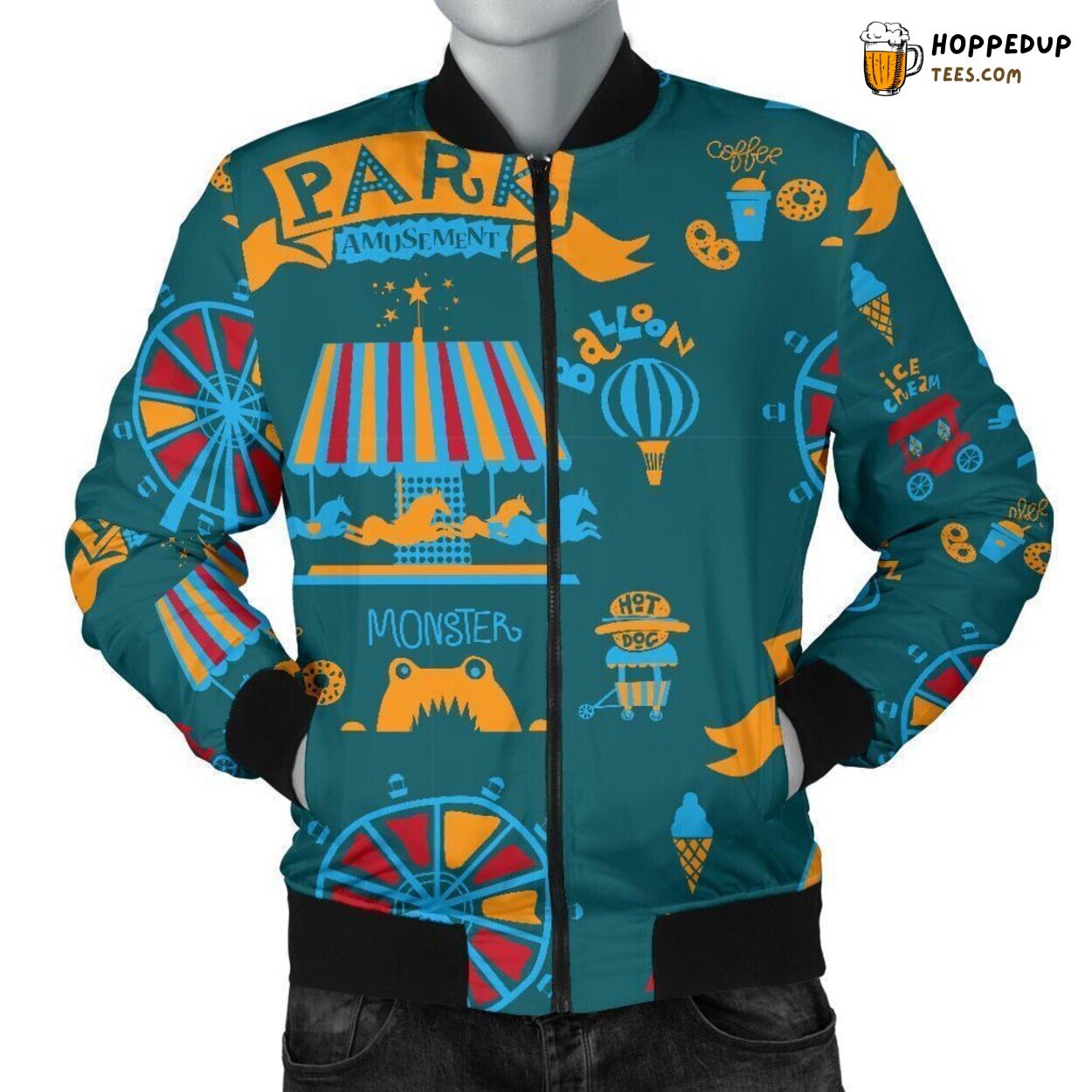 Amusement Park Circus Tribute Men’s Bomber Jacket Unique Pattern Design Essence