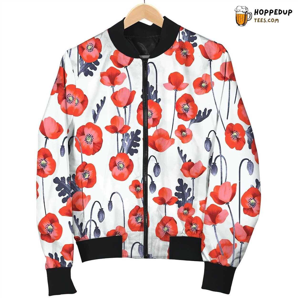An Appealing Poppy Half Drop Bomber Jacket