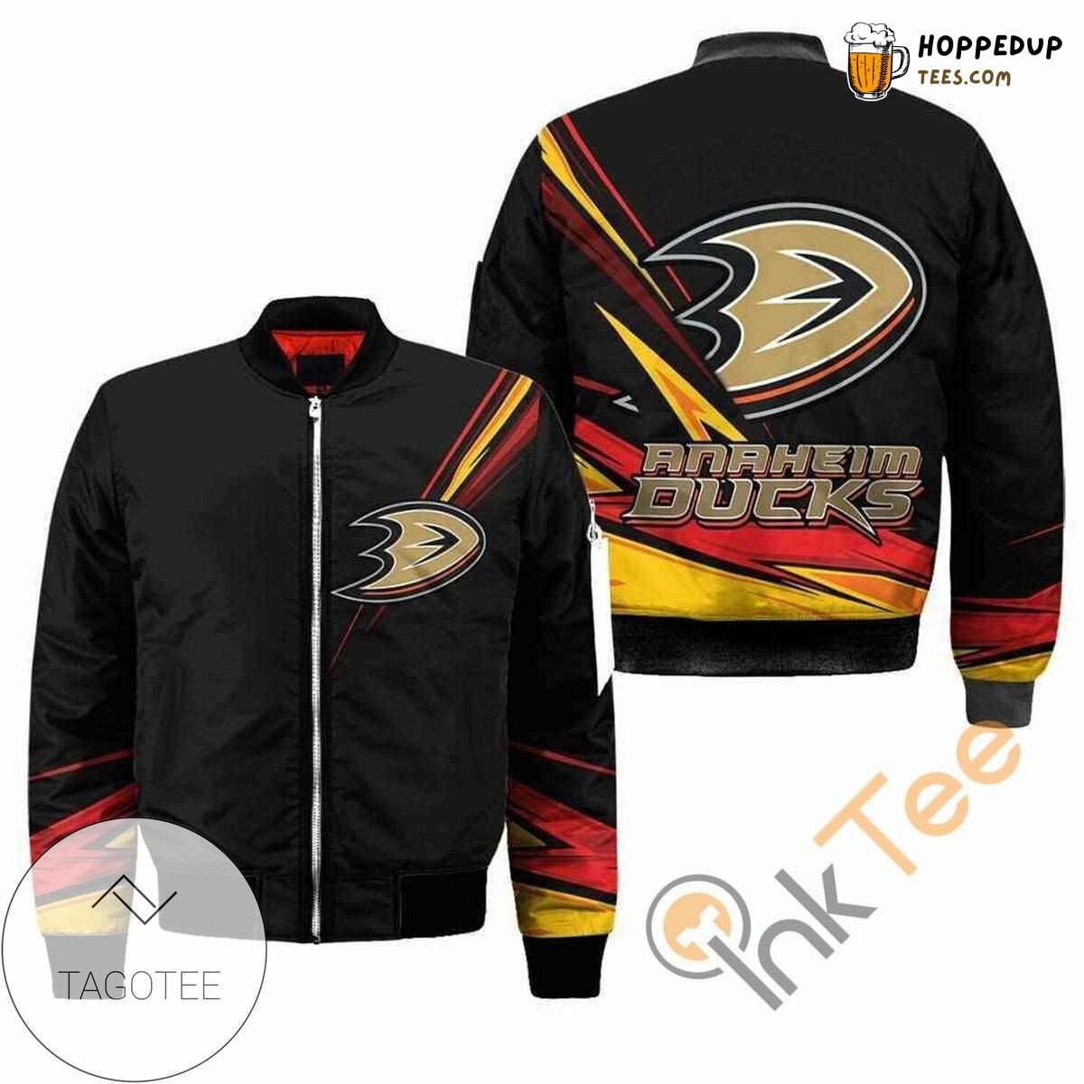 Anaheim Ducks NHL Slick Black Game Day Bomber Jacket Style