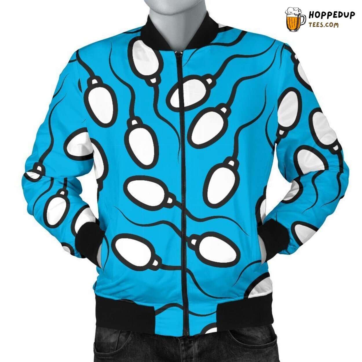 Anatomy Sperm Illustration Pattern Print Men’s Unique Bomber Jacket