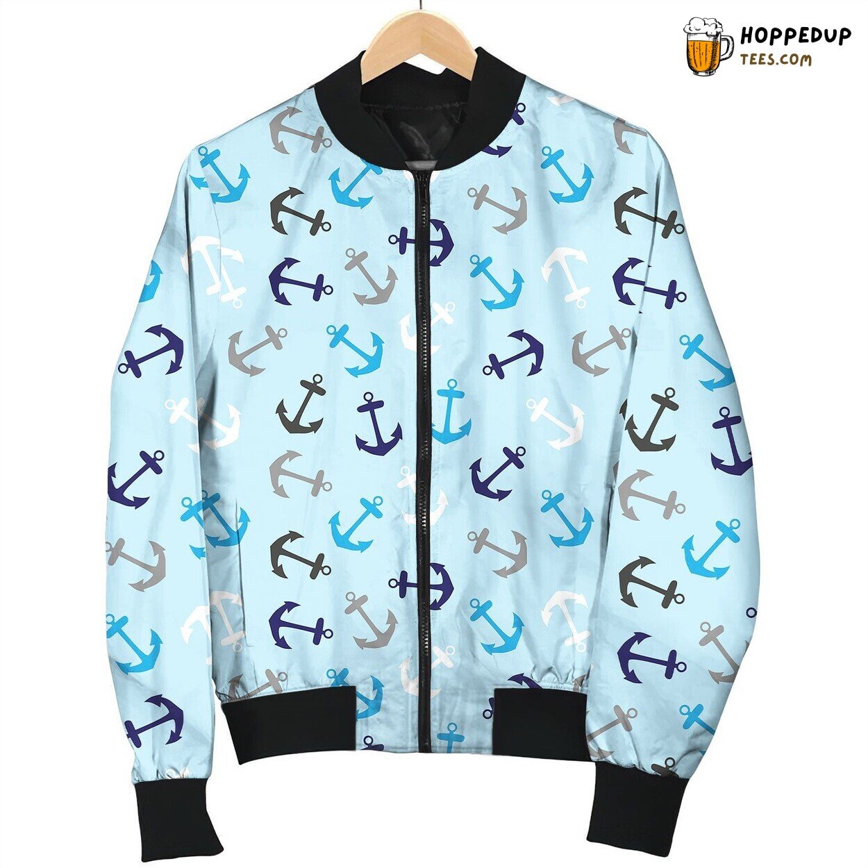 Anchor Black Brown White Bomber Jacket
