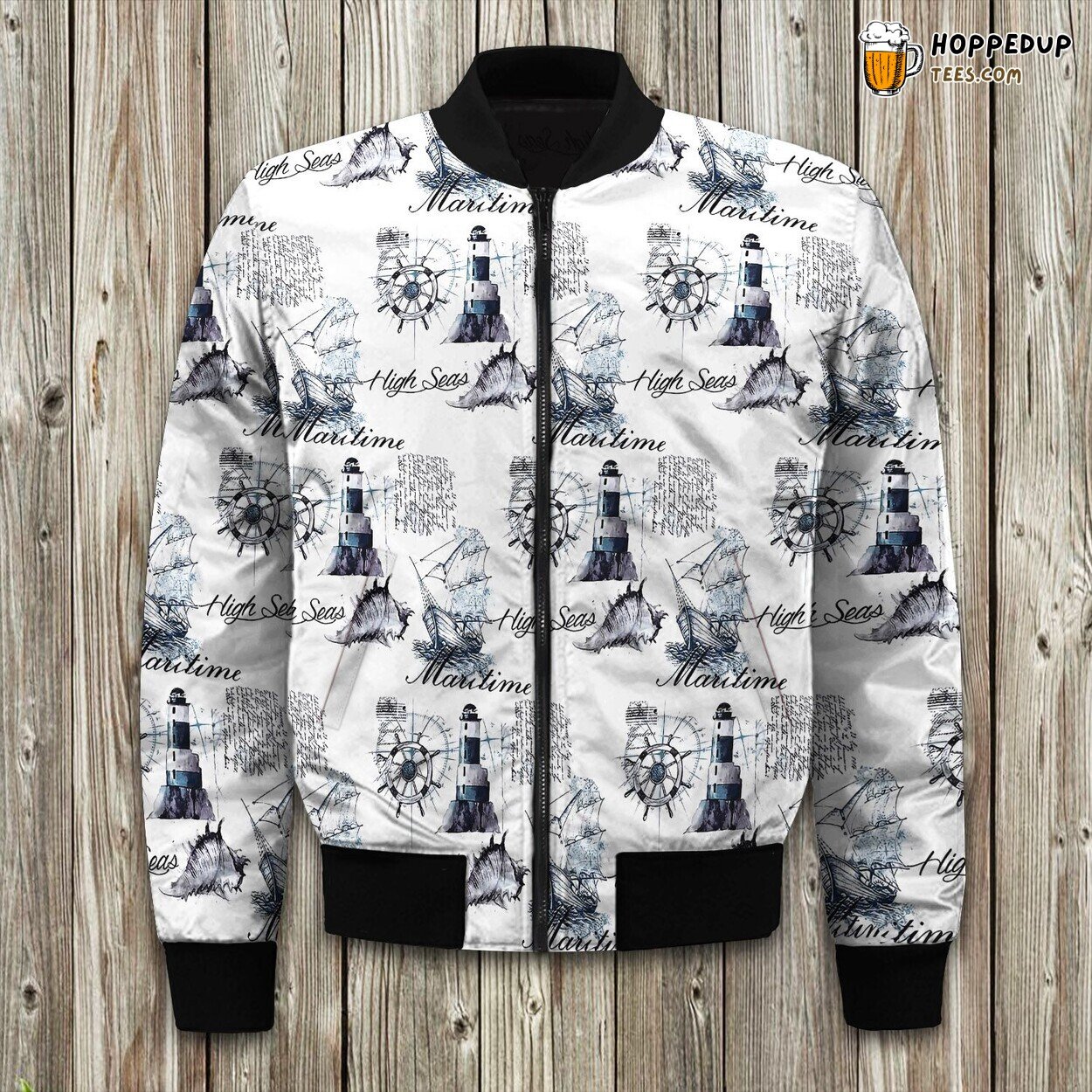 Anchor Lighthouse Inspired Winter Bomber Jacket New Trend