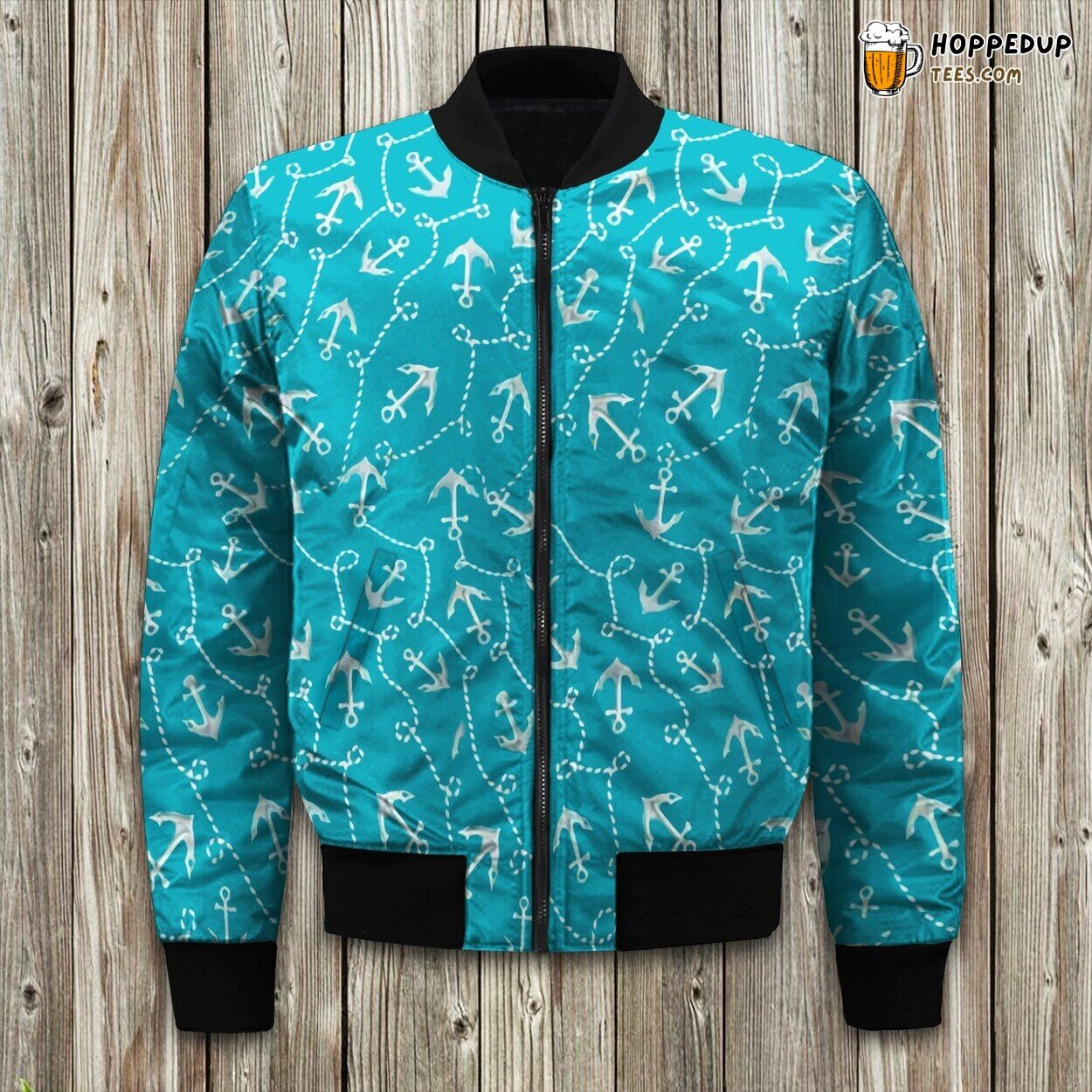 Anchor Maritime Symbol Winter Bomber Jacket Nautical Design
