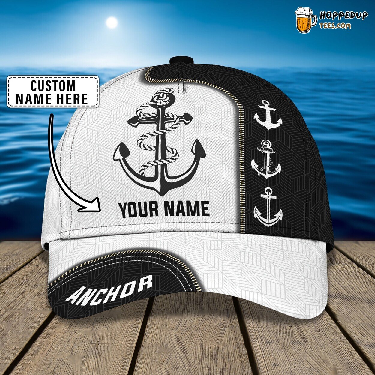 Anchor Theme Unique 3D Classic Cap Personalized Name Elegant Premium Design