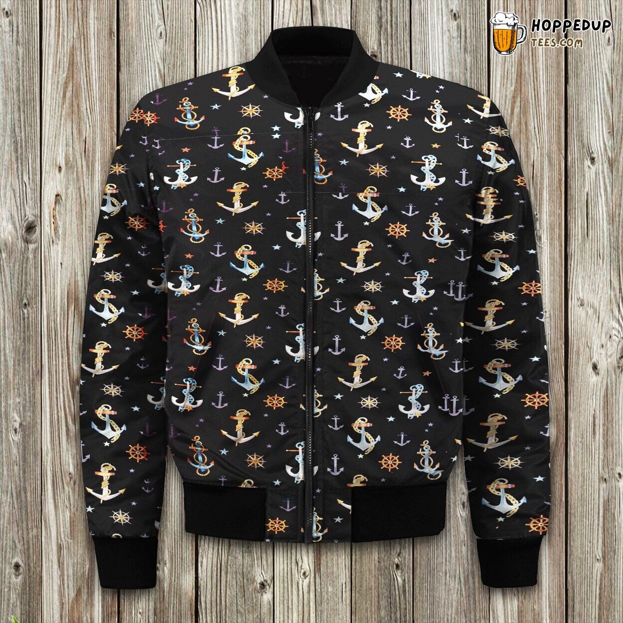 Anchors Nautical Winter Bomber Jacket Sea Life Inspirations