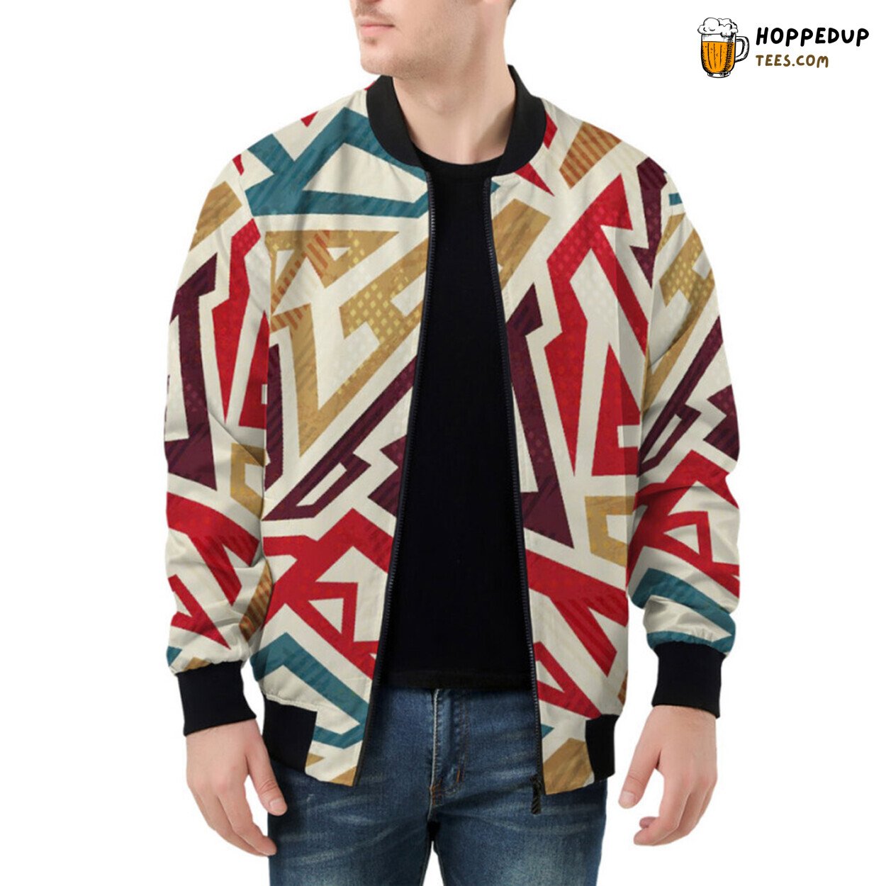 Ancient Aztec Inspired Modern Geometric Patterns Bomber Jacket