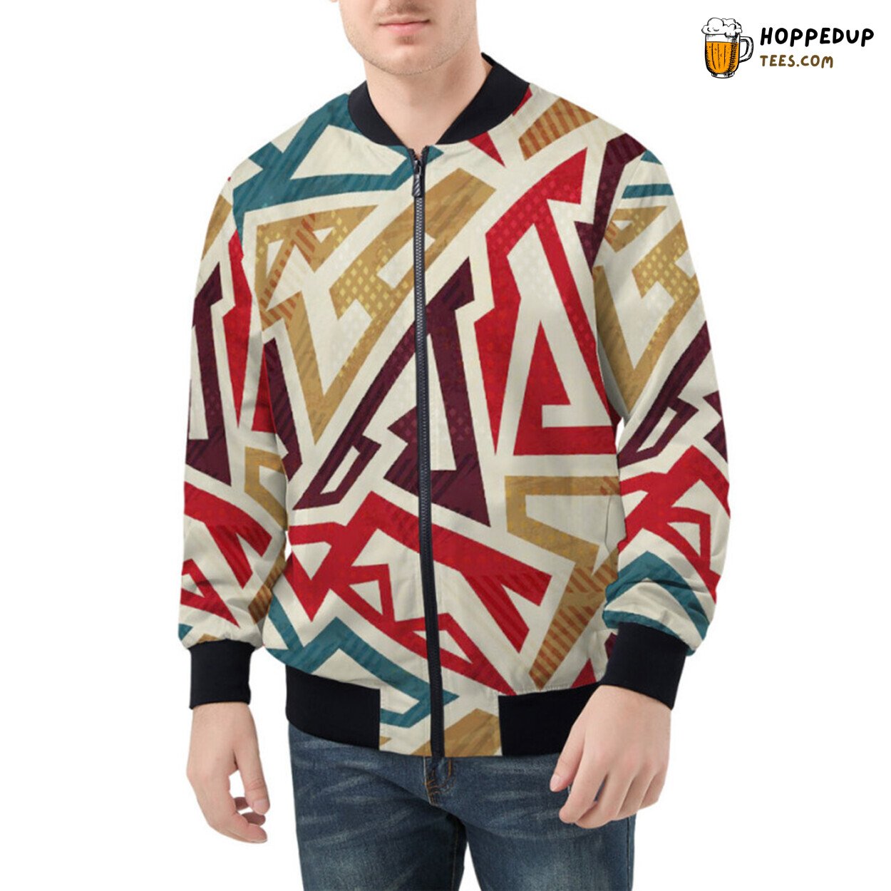 Ancient Aztec Inspired Modern Geometric Patterns Bomber Jacket