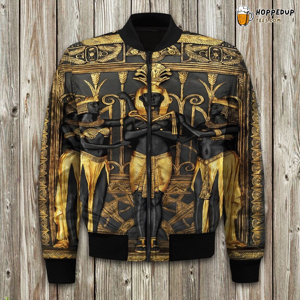 Ancient Egypt Gold Brown Bomber Jacket