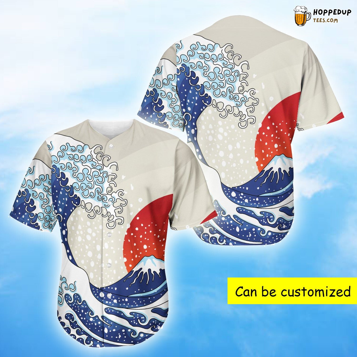 Ancient Great Japanese Waves Baseball Tee Jersey Shirts 3D