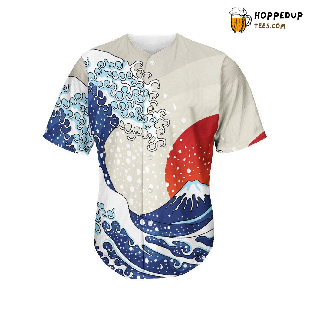 Ancient Great Japanese Waves Baseball Tee Jersey Shirts 3D
