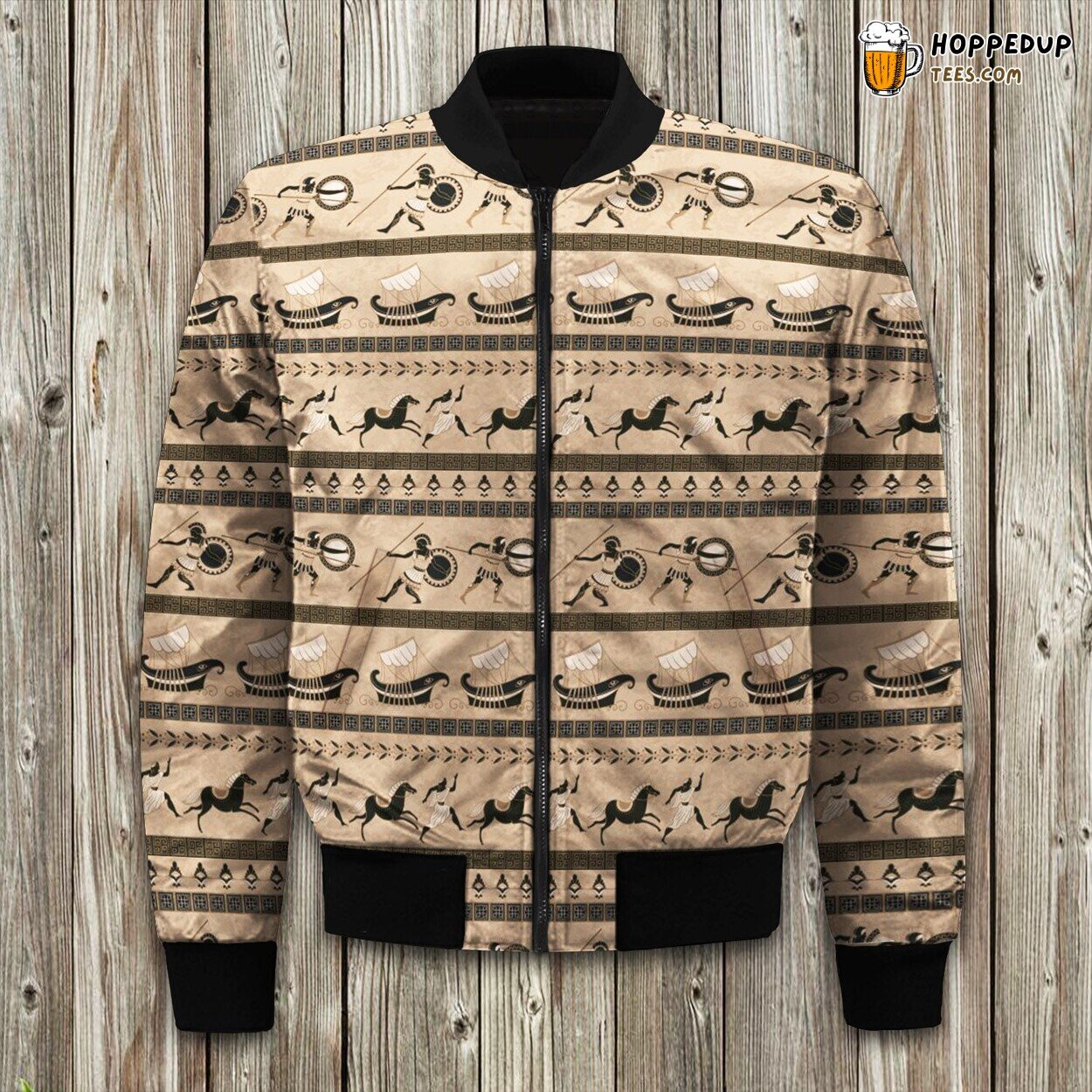 Ancient Greek Themed Winter Bomber Jacket Unique Style Comfortable