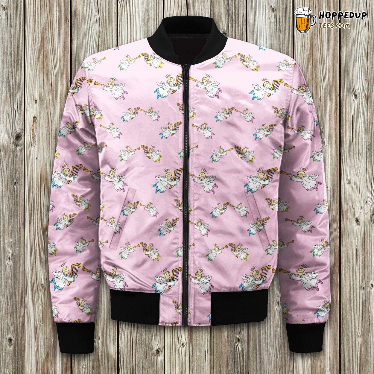 Angel Music Pattern Bomber Jacket