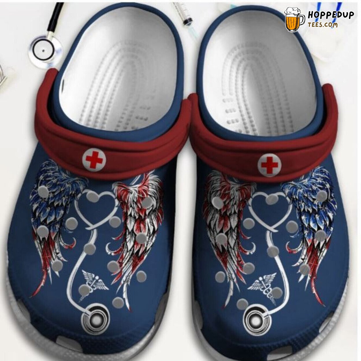 Angel Nurse USA Themed Independence Day Custom Shoes 4th of July Gift