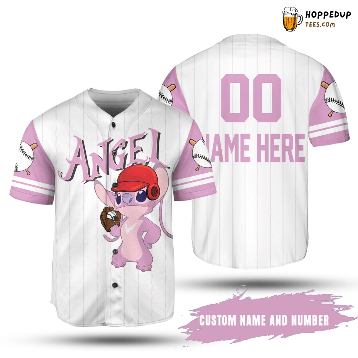 Angel Stitch Girlfriend Pinstripe Baseball Jersey White Unisex Angel Stitch Girlfriend Pinstripe Baseball Jersey White Unisex